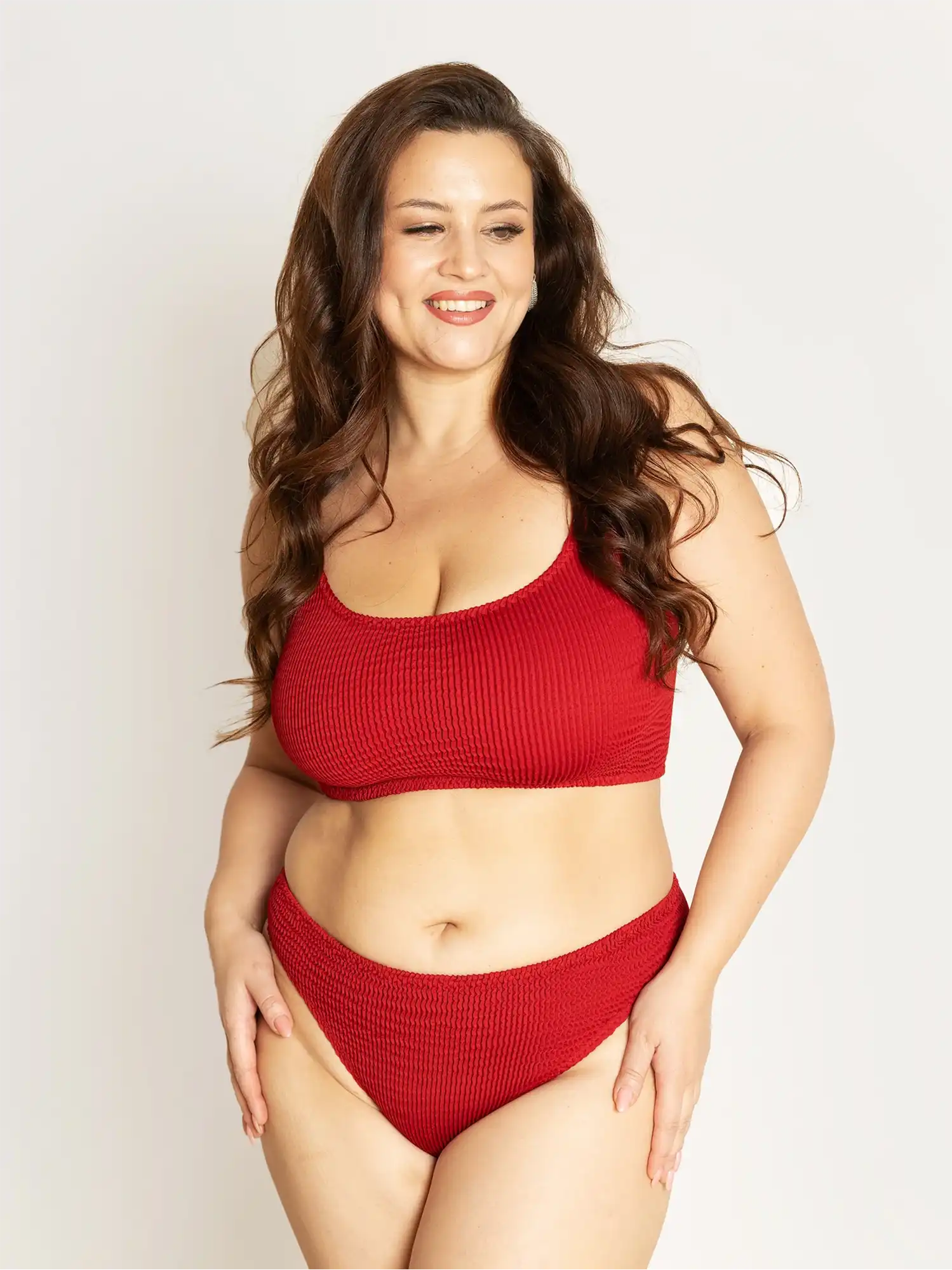Top bikini rojo granate Calamoon Ecometas 01