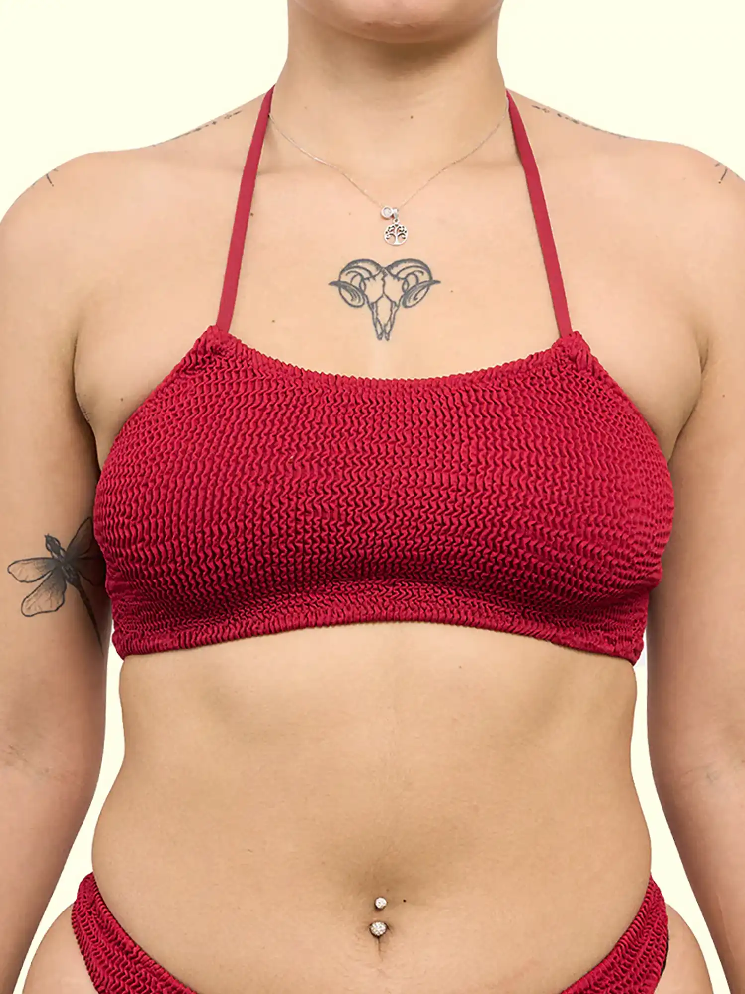 Top bandeau rojo granate, de Calamoon (parte de arriba) 01