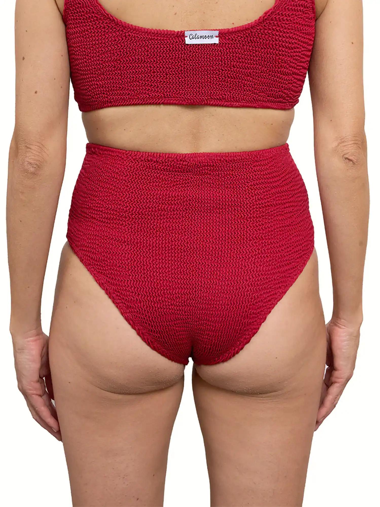 Bikini braga super alta rojo granate de Calamoon 02