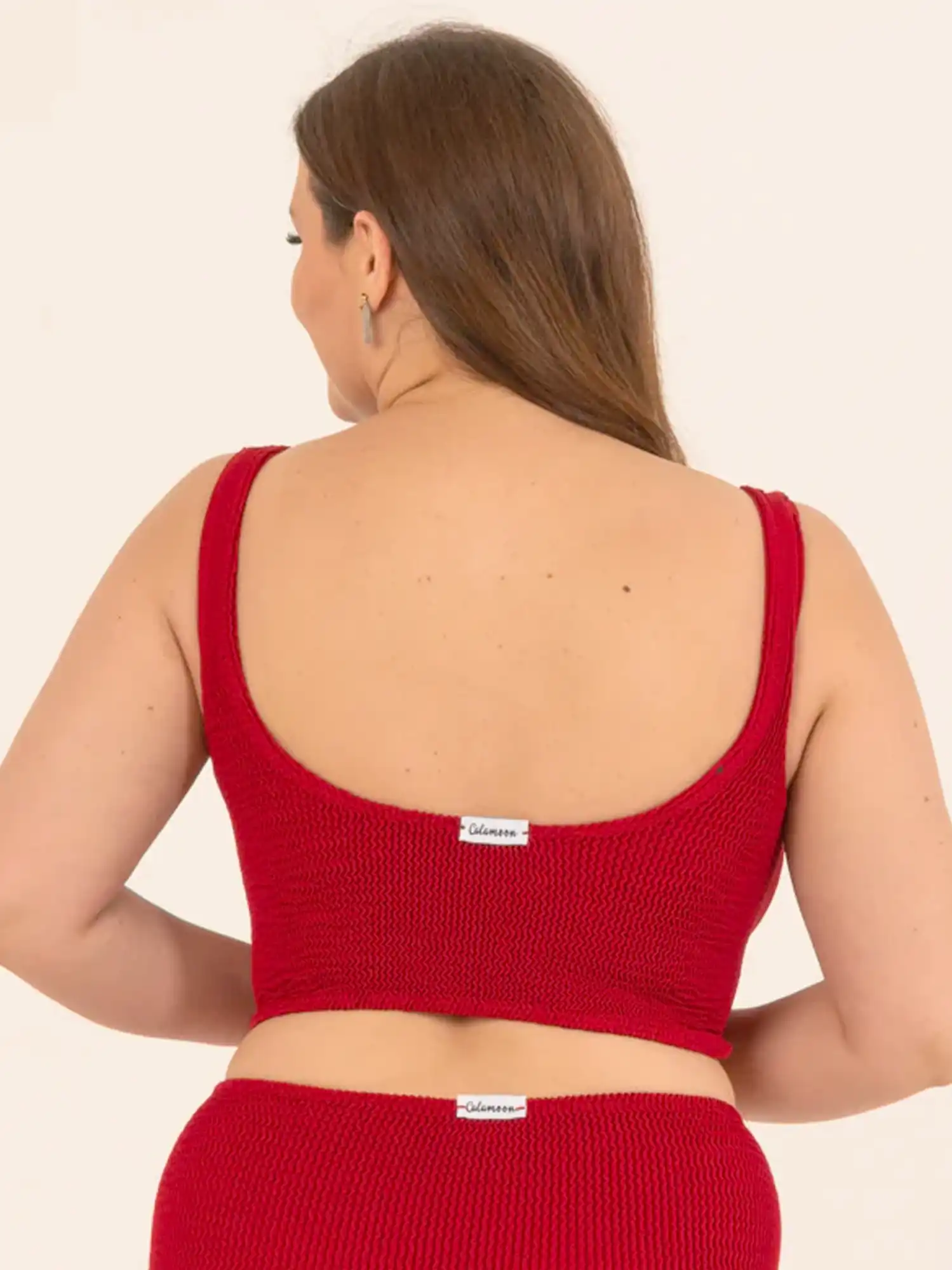 Bikini crop top deportivo rojo granate de Calamoon Ecometas 05