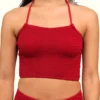 Bikini crop top slim rojo granate, de Calamoon Ecometas 01