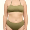 Top bandeau slim verde olive de Calamoon parte de arriba Ecometas 01