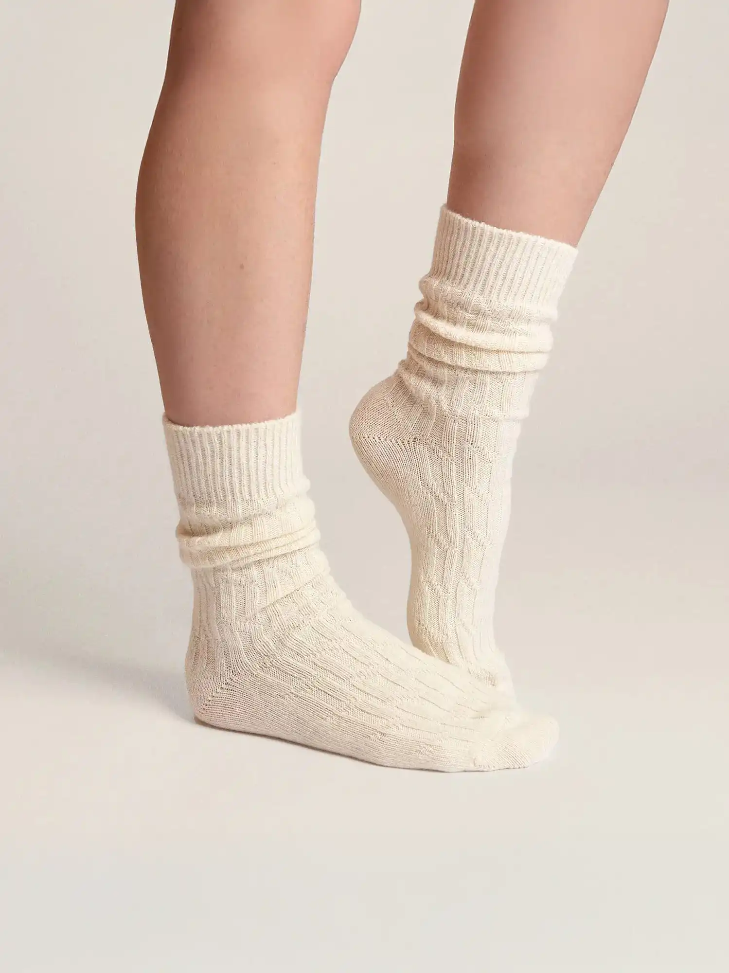 Calcetines de trenza de lana orgánica y algodón - Crudo 01