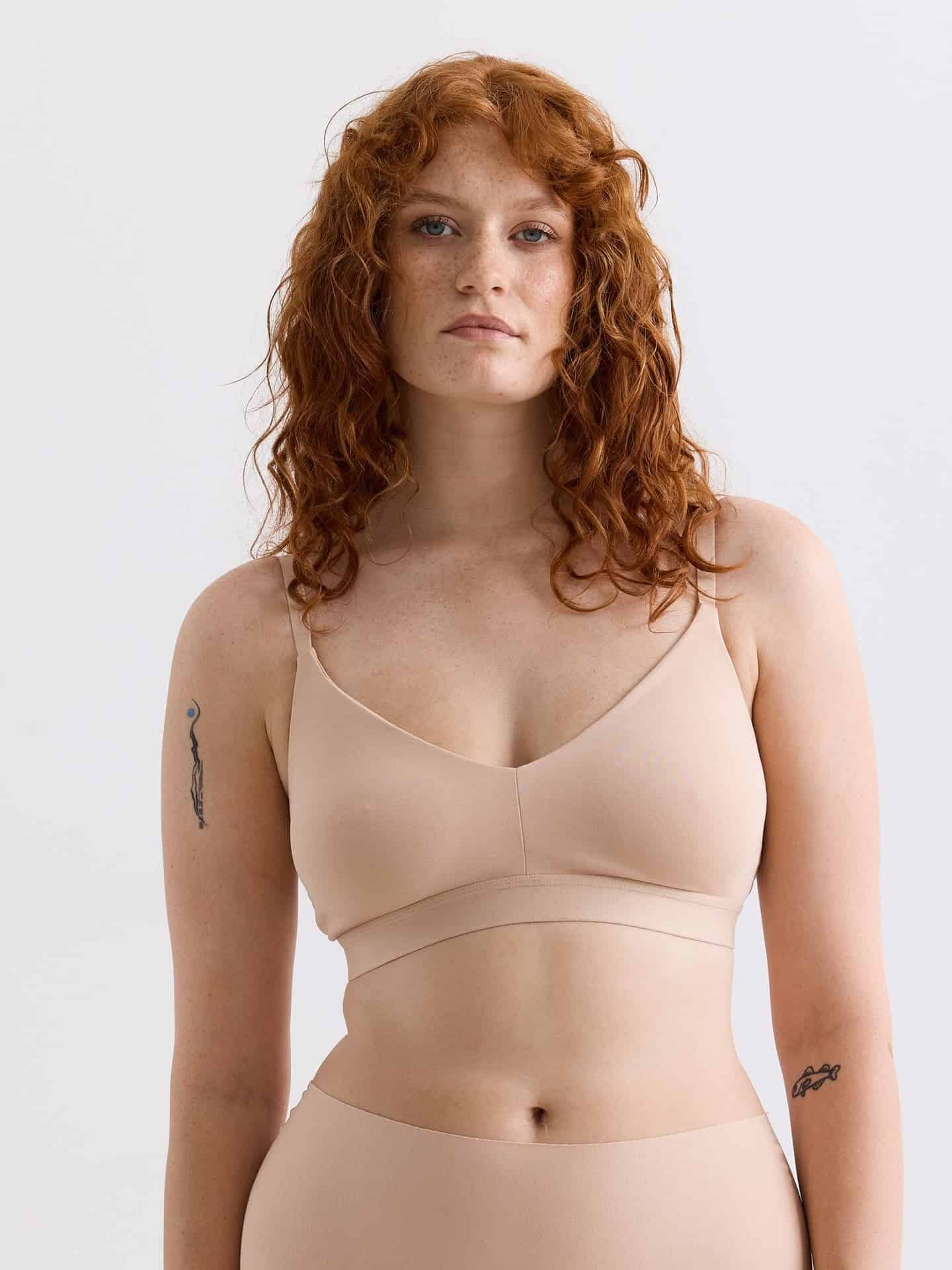 Bralette algodón orgánico nude con relleno extraíble, de Erlich Textil