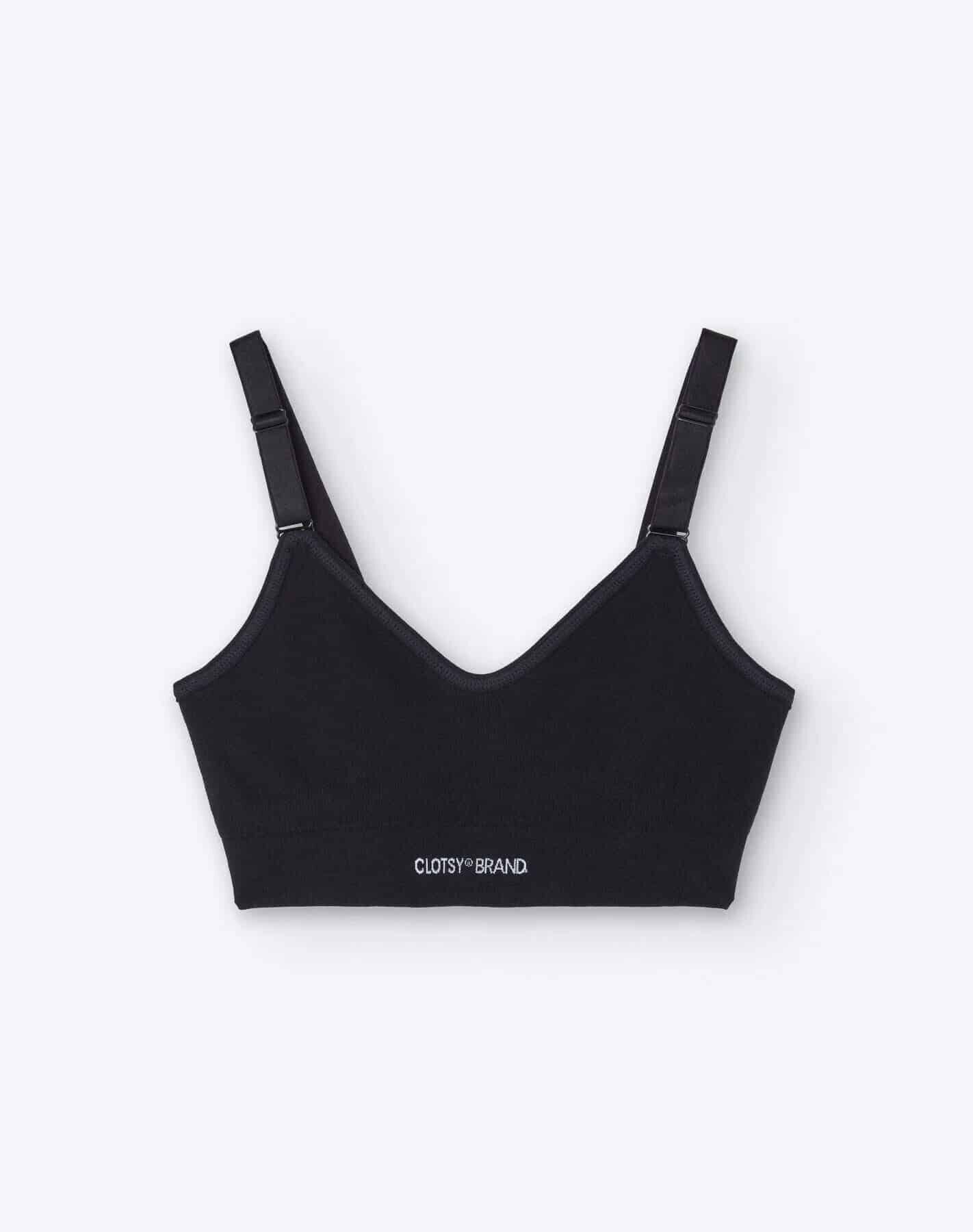 Bralette negro de algodón de alta sujeción, de Clotsy Brand 01