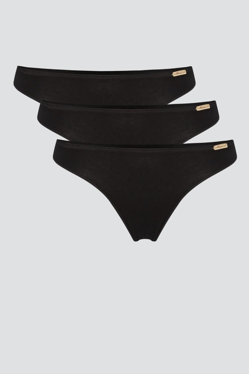 Pack tangas de algodón orgánico negro (3 unidades), de Comazo 03