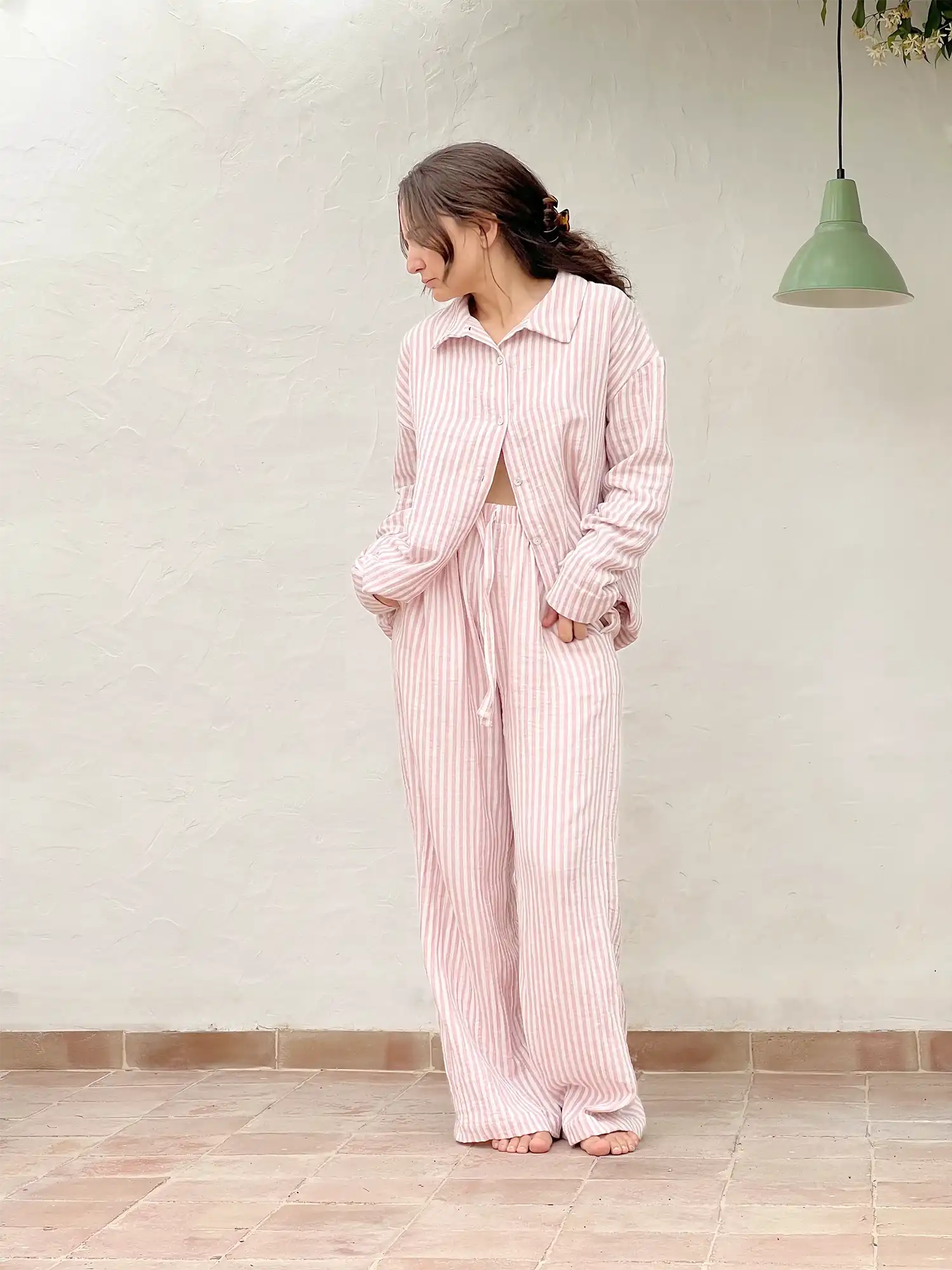 Pijama rayas rosa Muselina, 100% algodón, de Neffelle 02