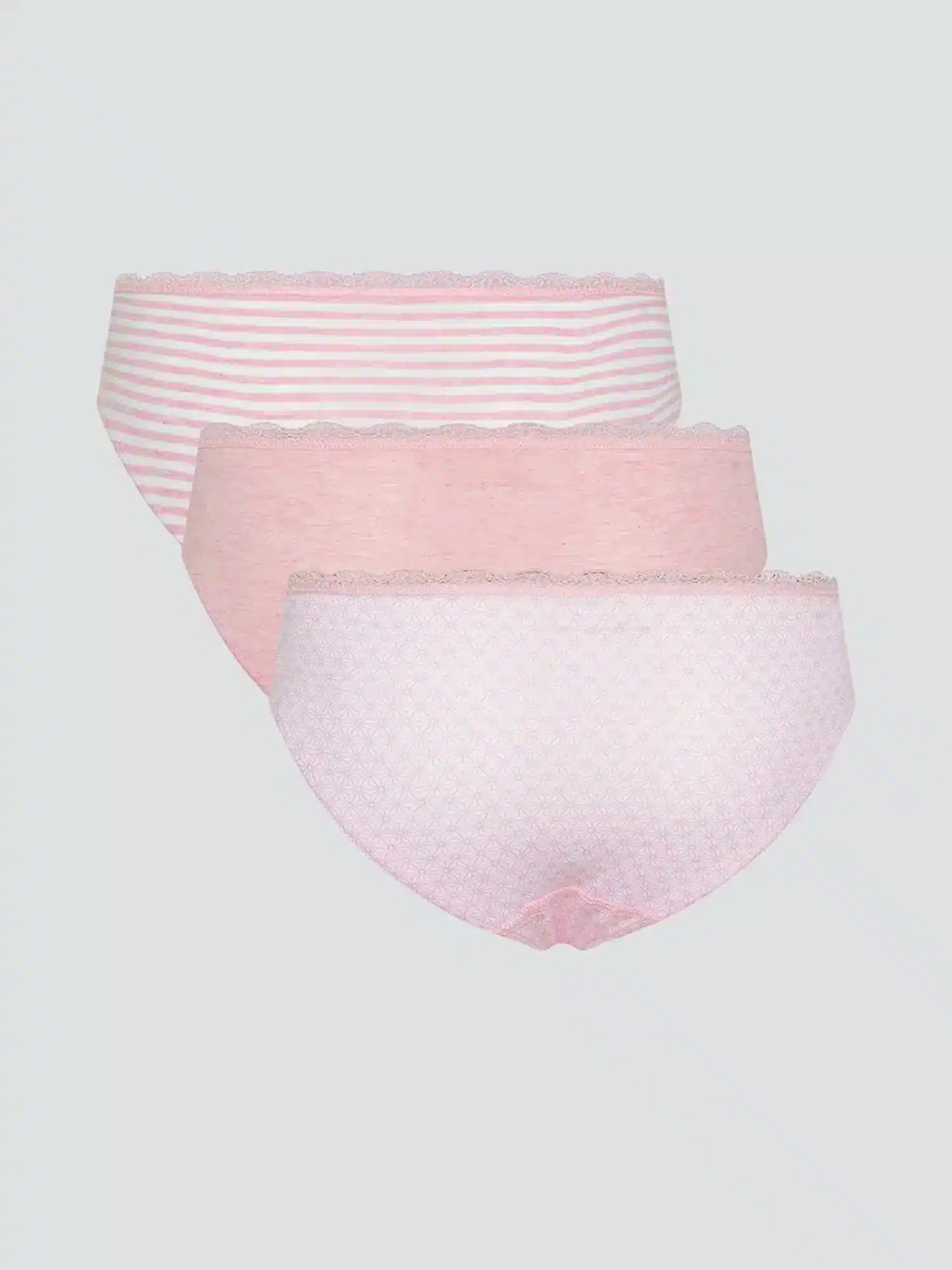 Pack tres bragas niña estampadas en tonos rosa, de Comazo 02