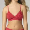 Sujetador encaje rojo coral de algodón orgánico, de Comazo Earth