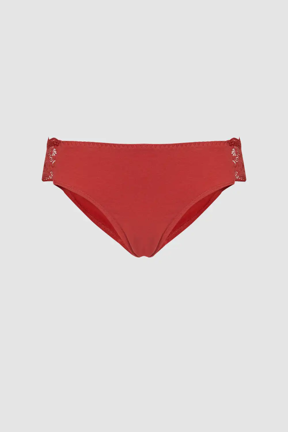 Bragas encaje rojo coral de algodón orgánico, de Comazo 01