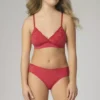 Sujetador encaje rojo coral de algodón orgánico, de Comazo 04
