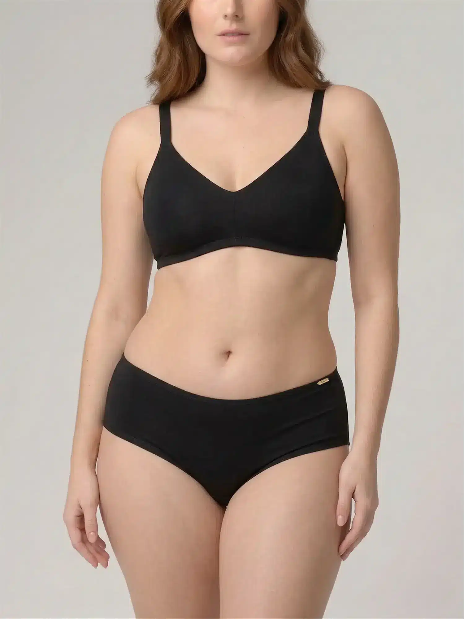 Conjunto de algodón orgánico negro, sujetador y culotte, de Comazo Earth 01
