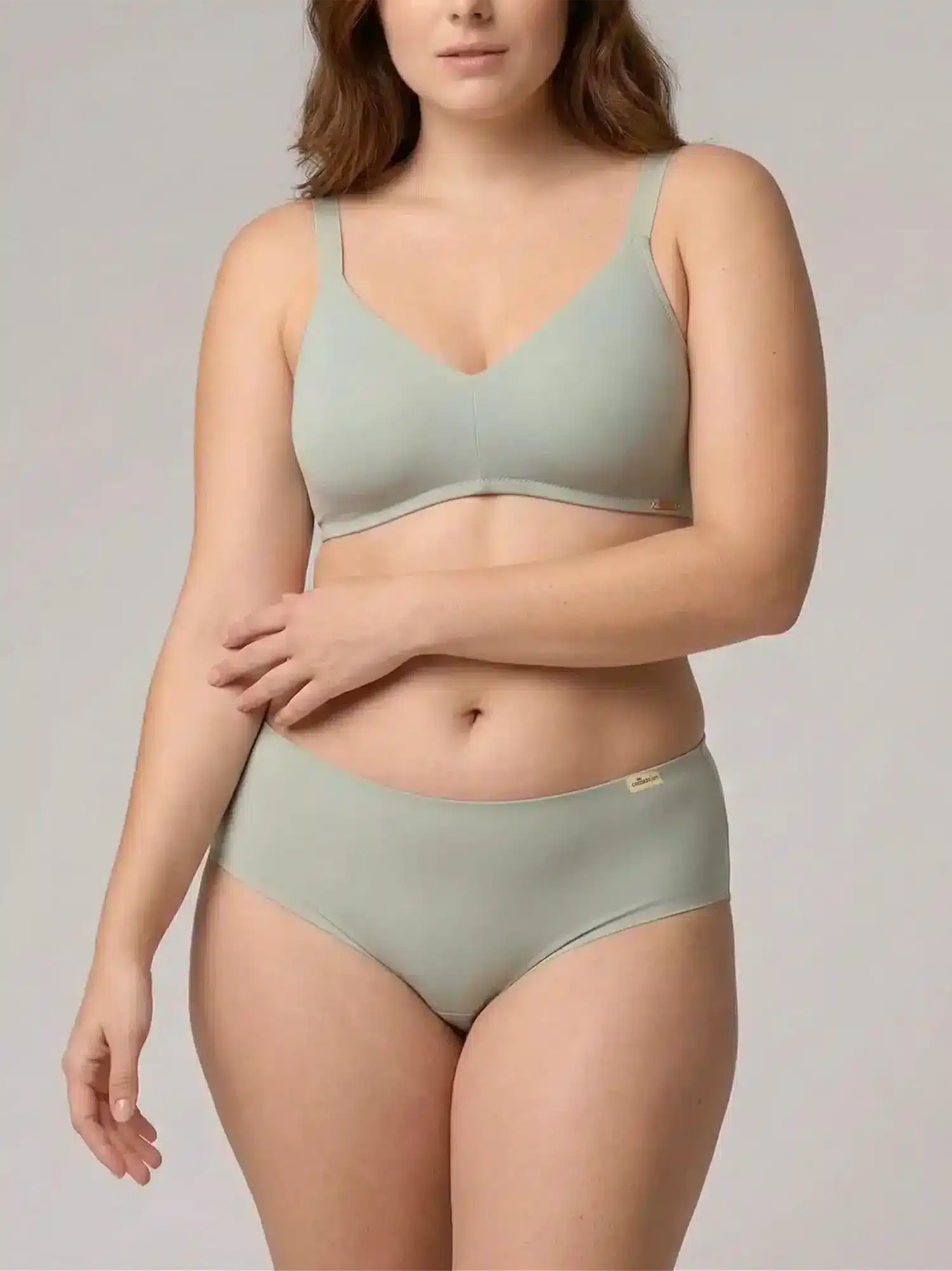 Conjunto de algodón orgánico aguamarina, sujetador y culotte, de Comazo Earth 03