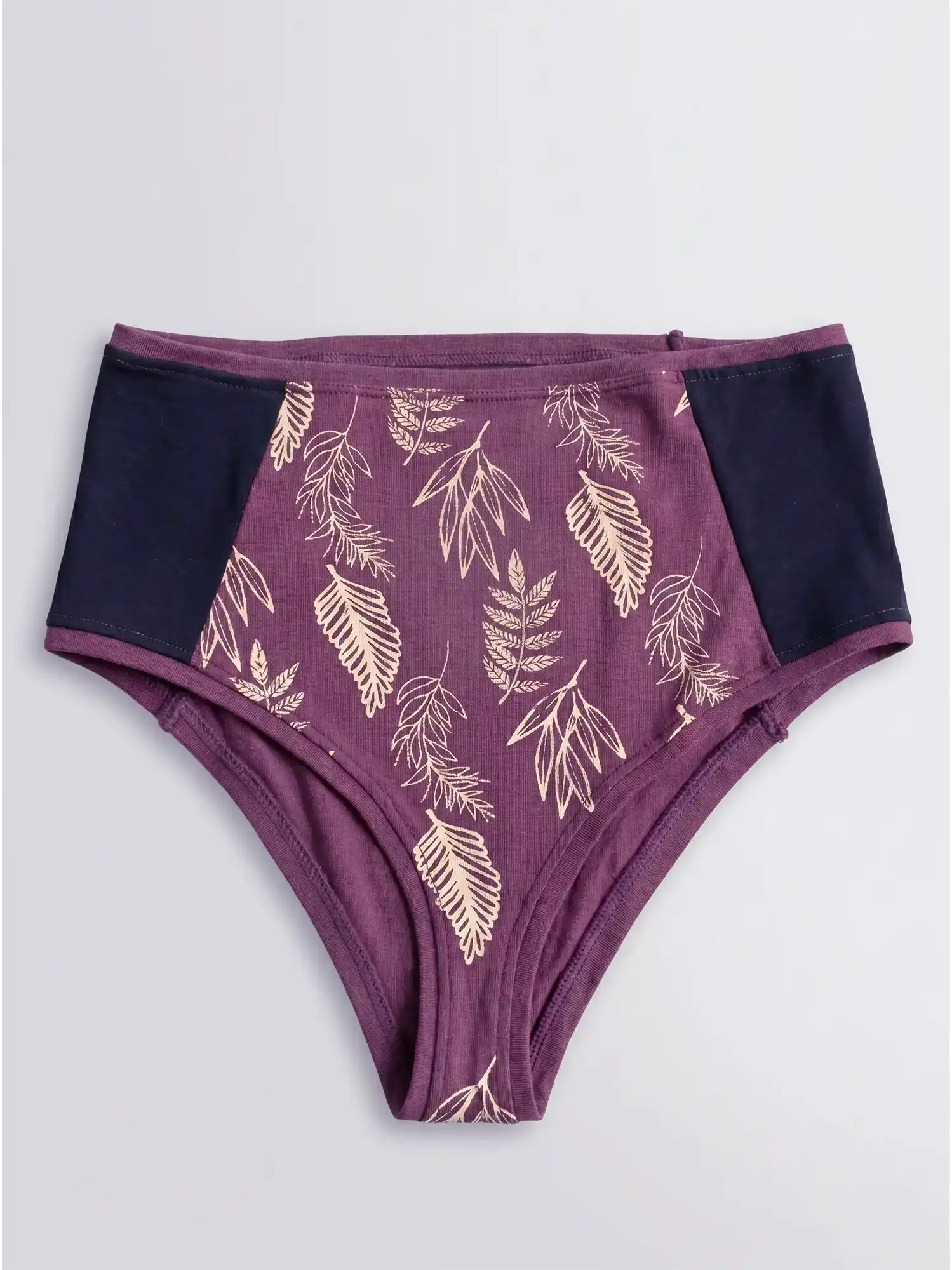 Braga alta lila y negro algodon organico estampado de Lilah 04