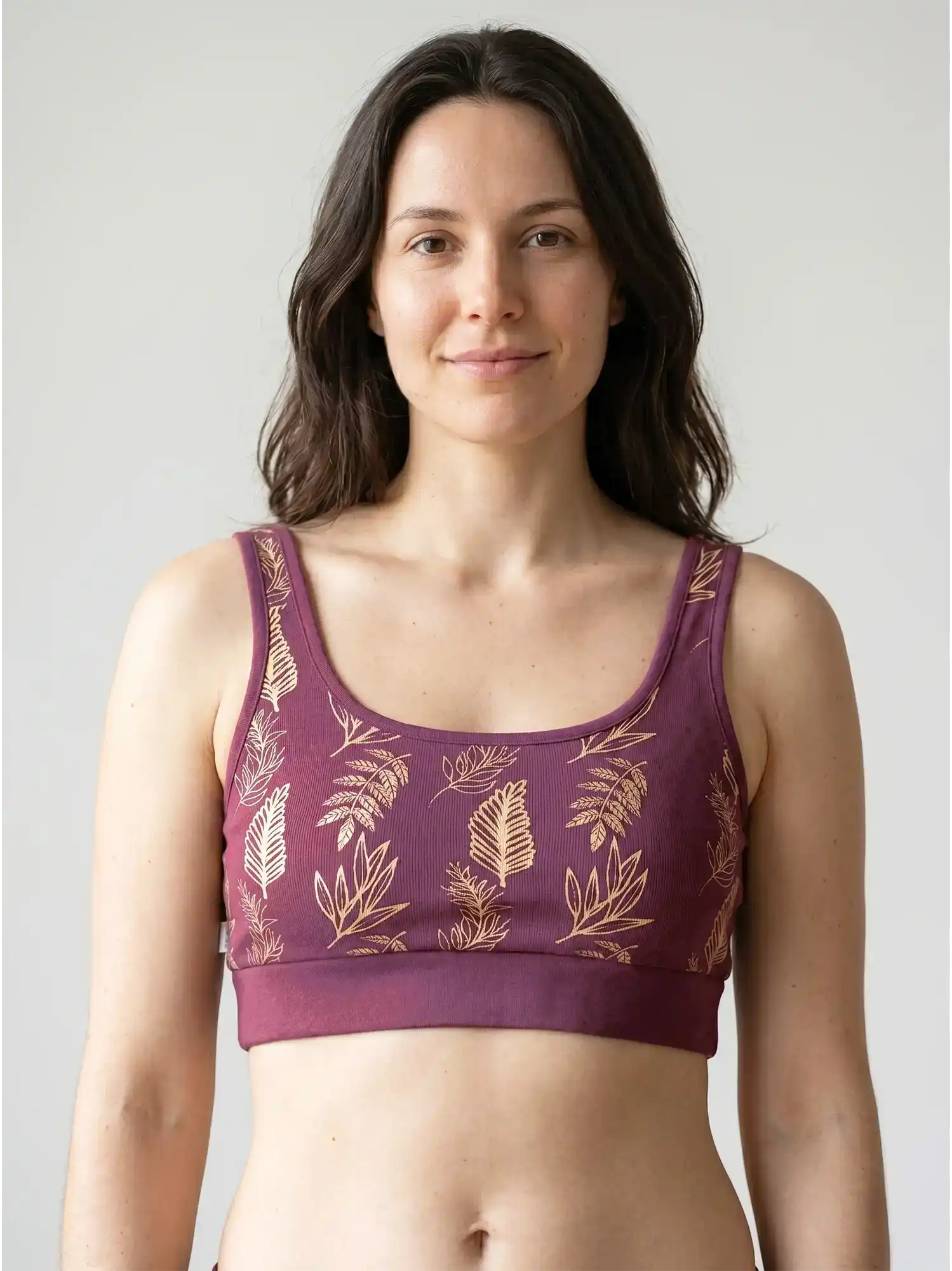 Top lila y negro de algodon organico estampado de Lilah 01