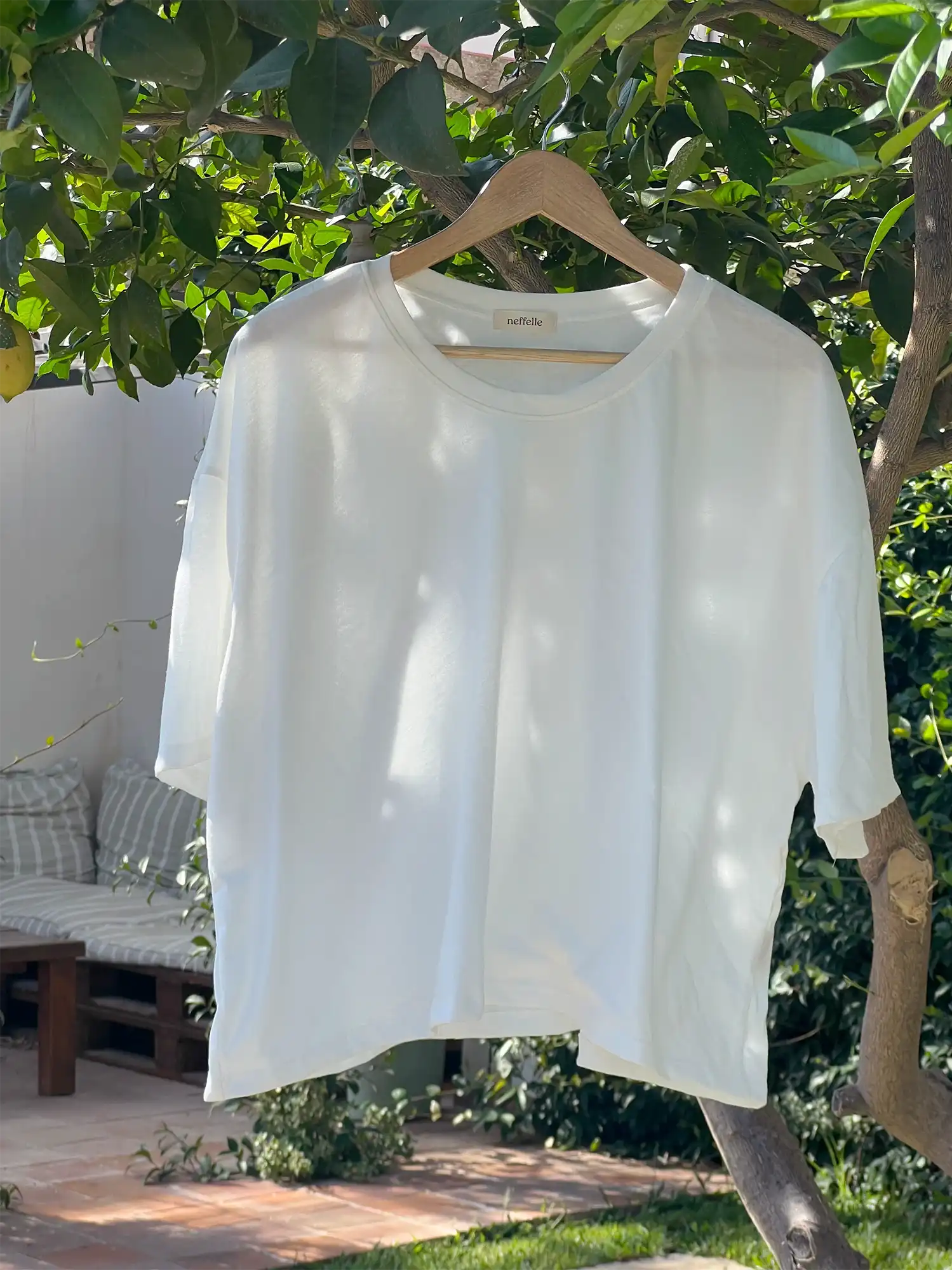 Pijama corto algodon organico camiseta blanca de Neffelle 01