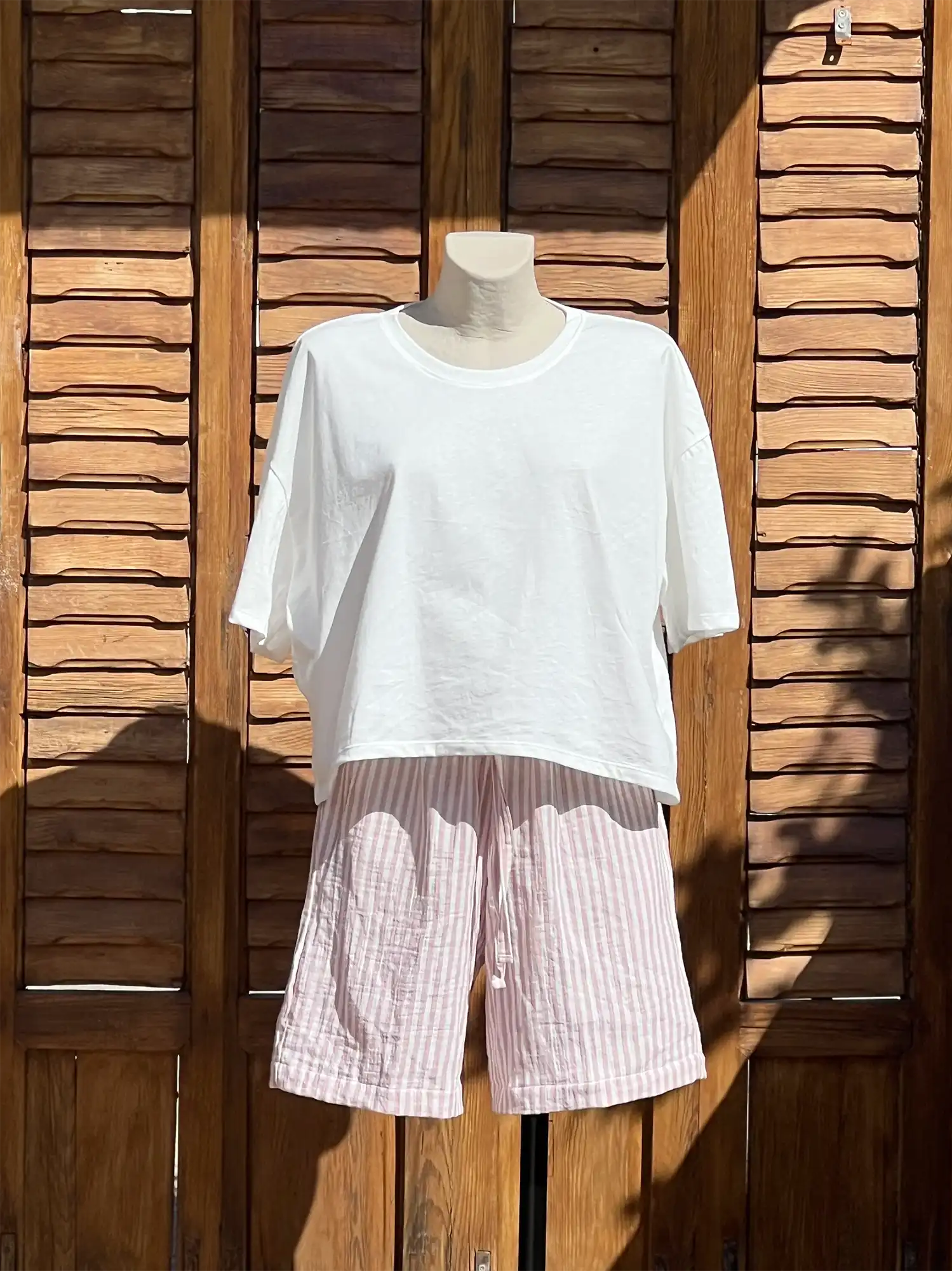 Pijama corto algodon organico pantalon rosa de Neffelle 01