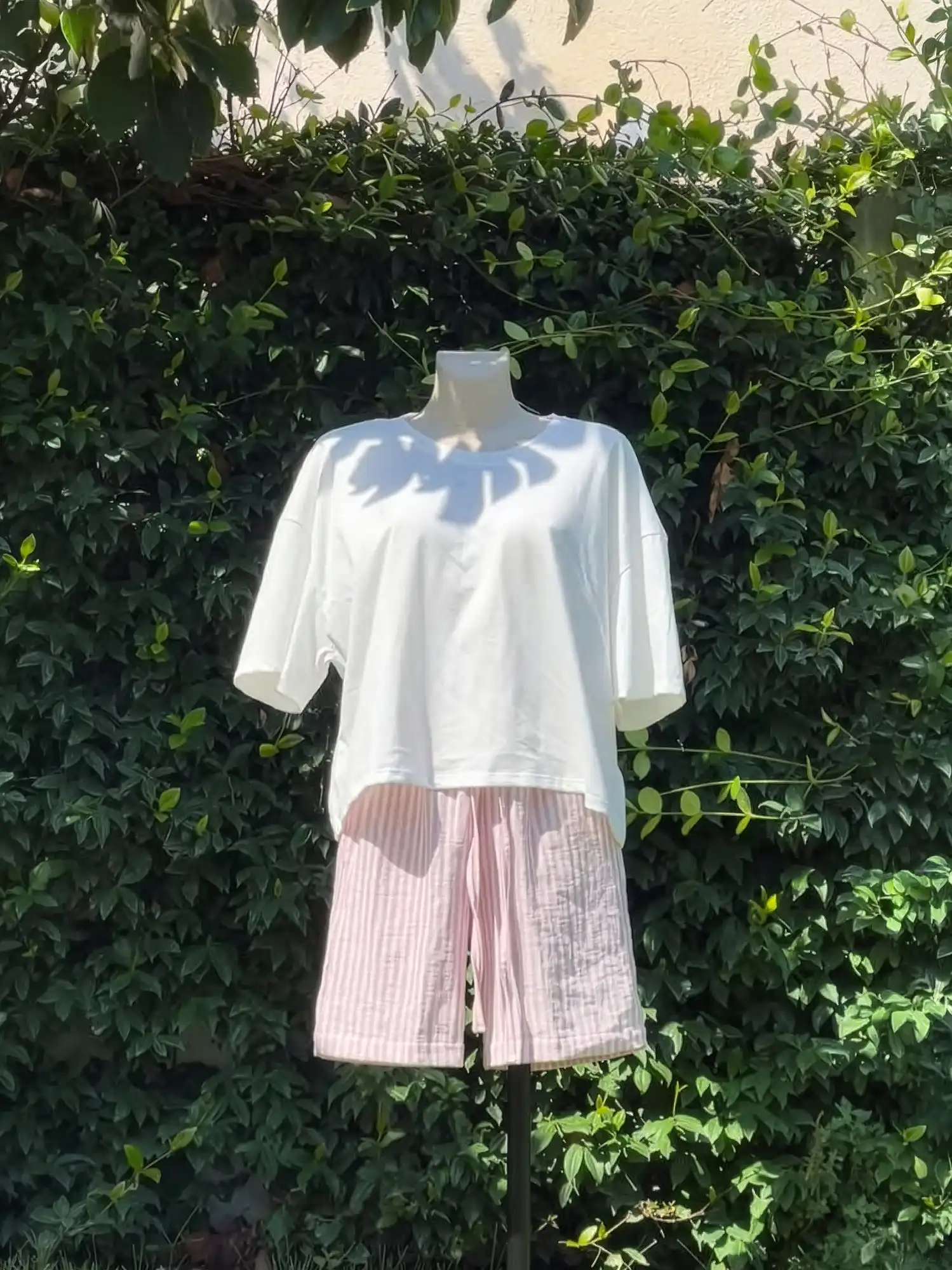Pijama corto algodon organico pantalon rosa de Neffelle 02