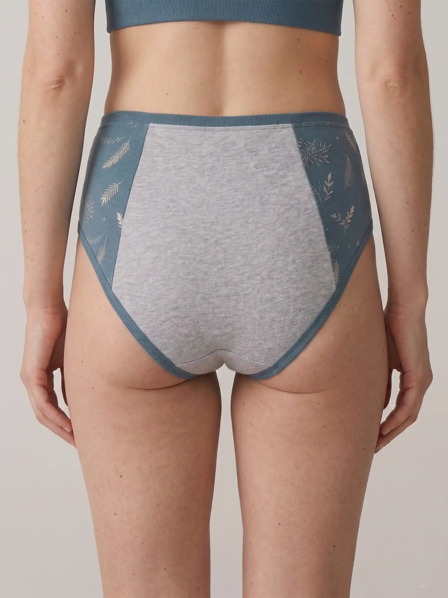 Braga alta azul y gris de algodon organico estampada de Lilah 03