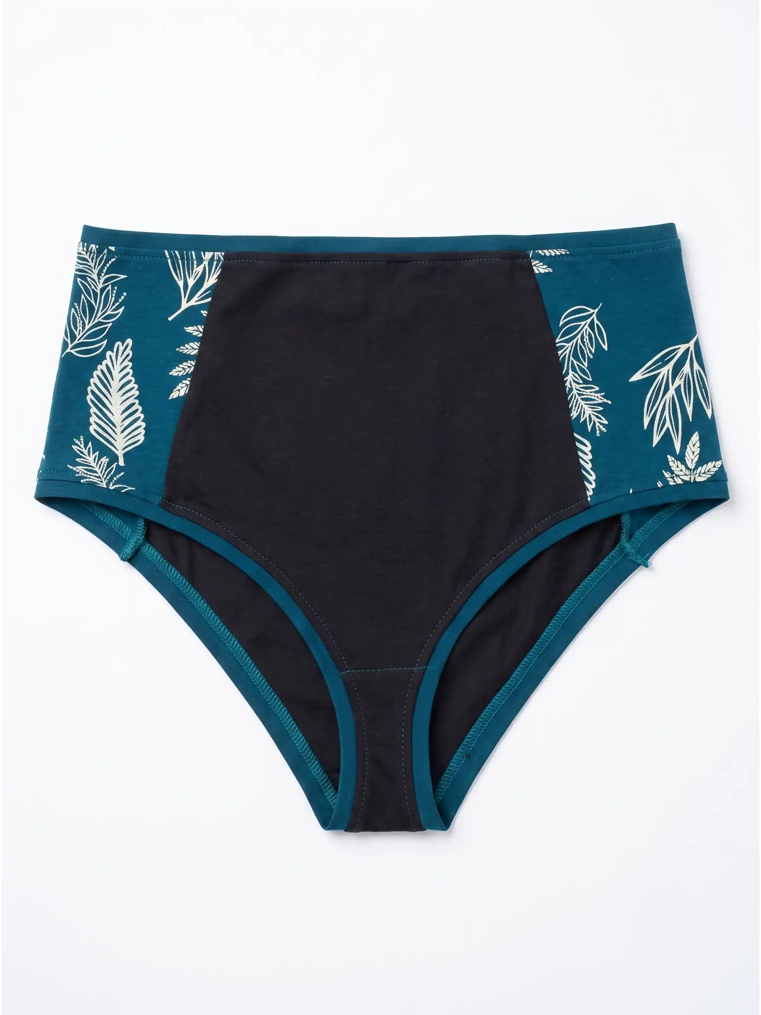 Braga alta negra y azul turquesa de algodón orgánico estampado, de Lilah flat lay 01