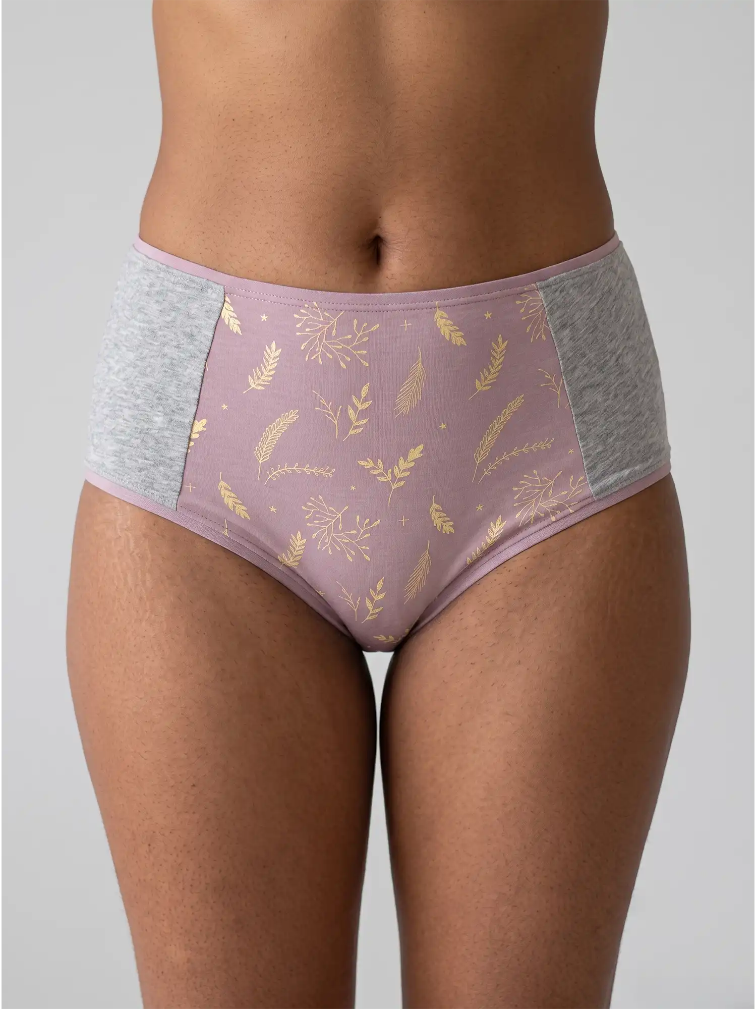 Braga alta rosa y gris de algodón orgánico estampado, de Lilah frontal