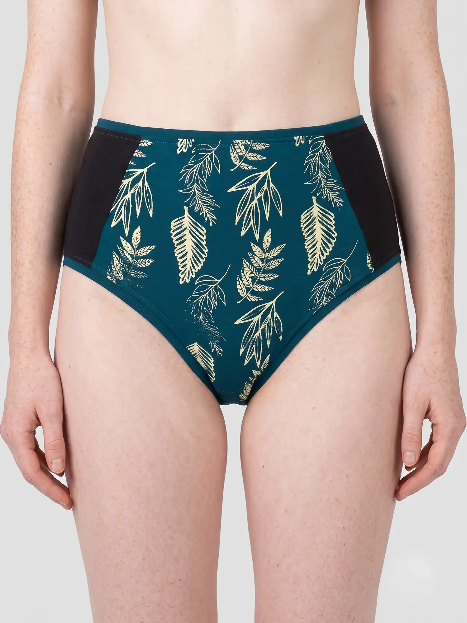 Braga alta turquesa y negro de algodón orgánico estampado, de Lilah 01