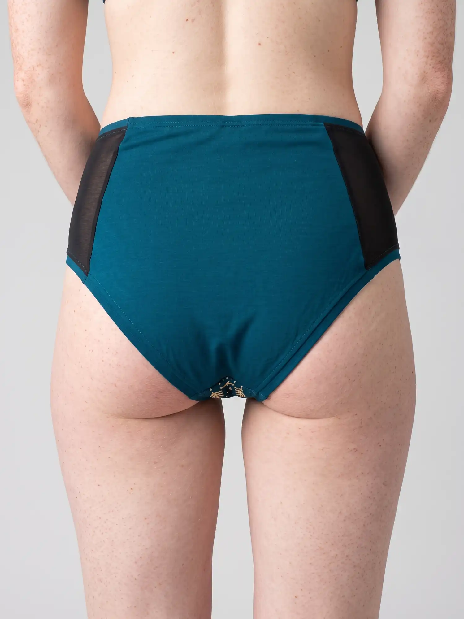 Braga alta turquesa y negro de algodón orgánico estampado, de Lilah 02