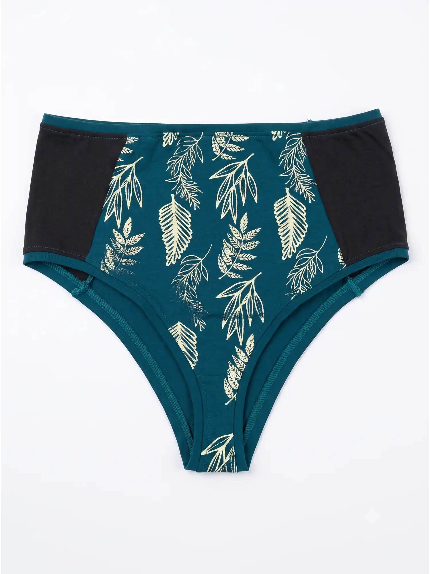 Braga alta turquesa y negro de algodón orgánico estampado, de Lilah flat lay 01
