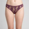 Braga brasileña burdeos y negro de algodón orgánico estampado, de Lilah frontal 01