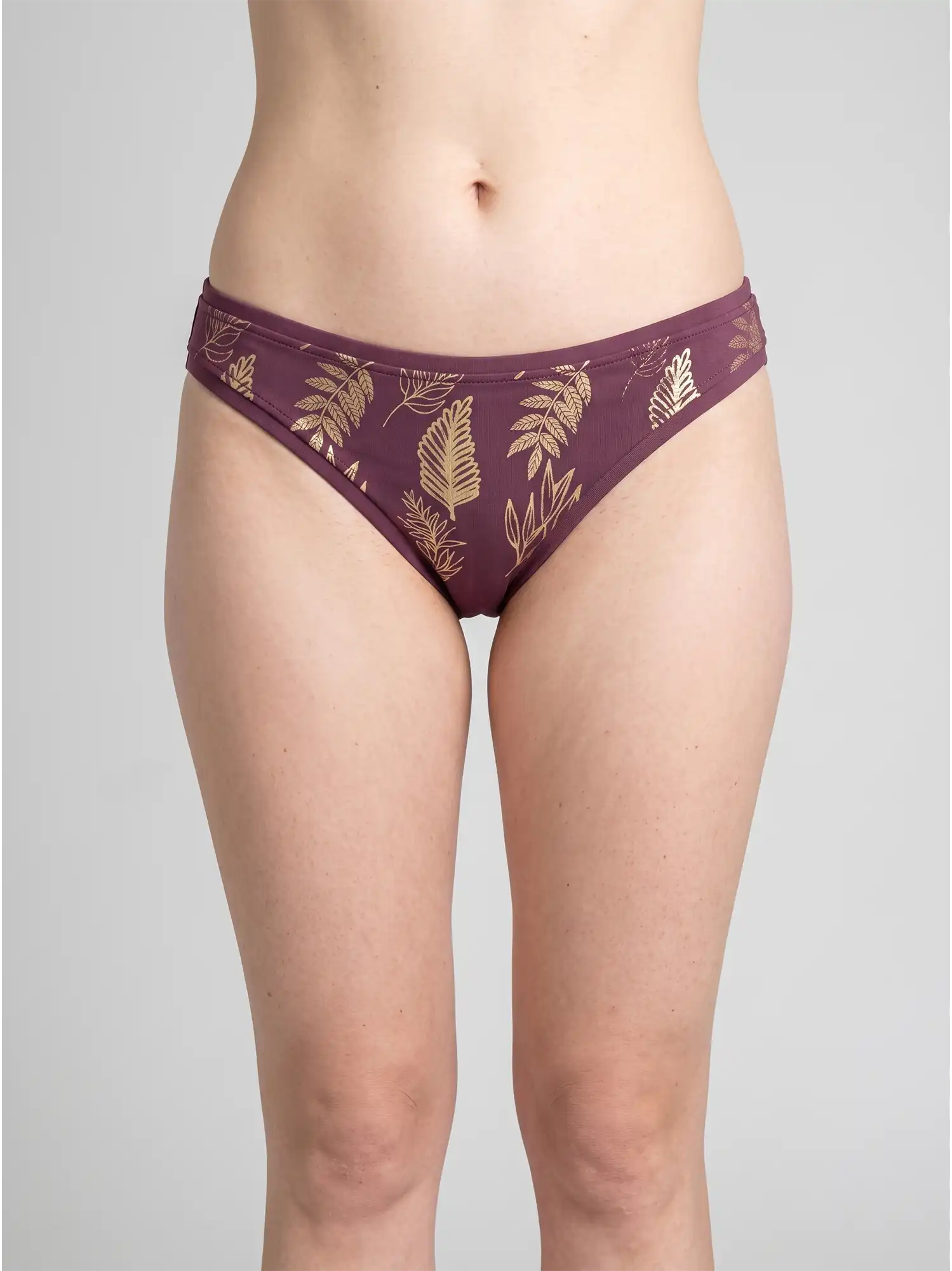 Braga brasileña burdeos y negro de algodón orgánico estampado, de Lilah frontal 01
