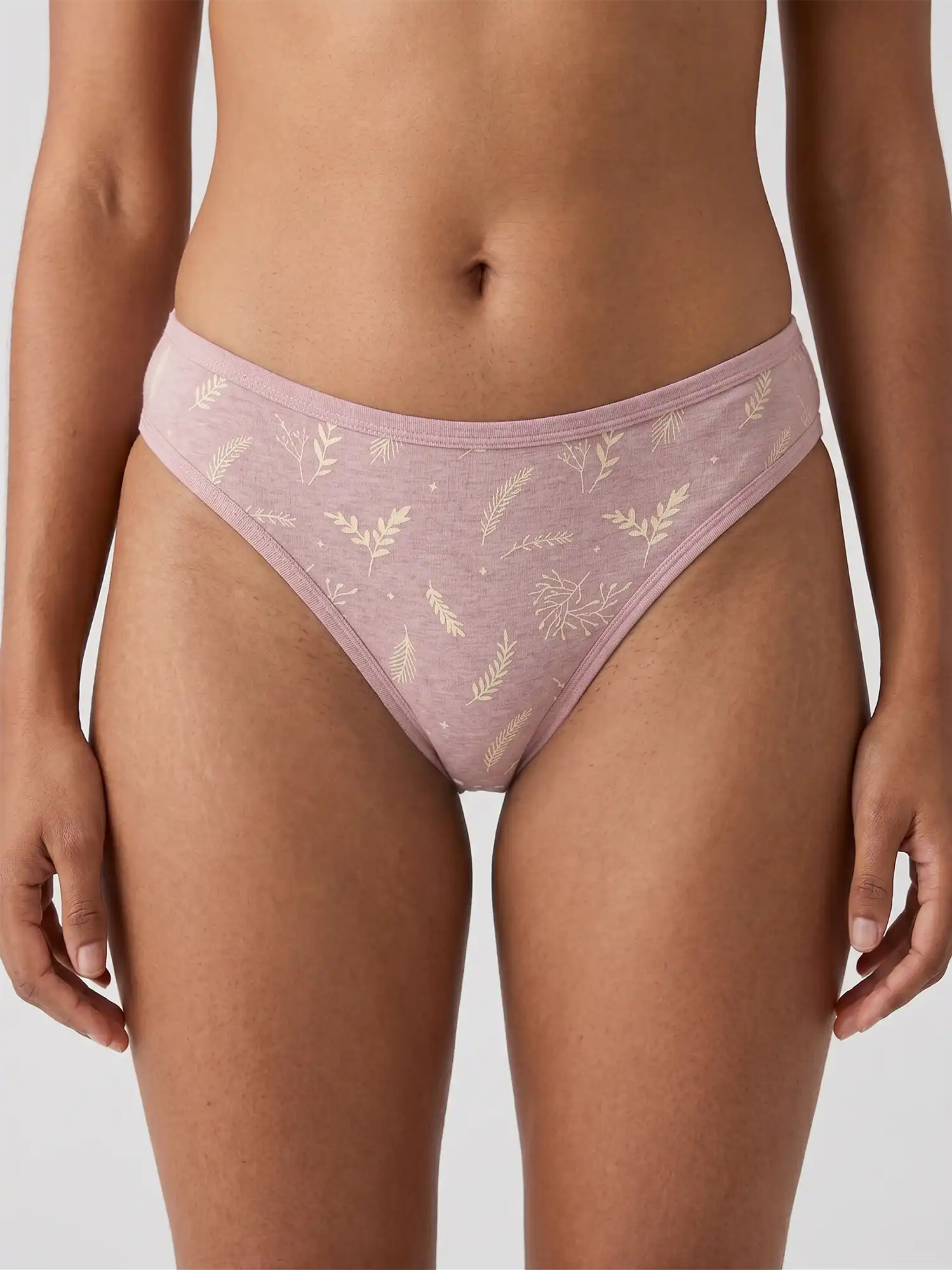 Braga brasilena rosa y gris estampado algodon organico de lilah frontal 01