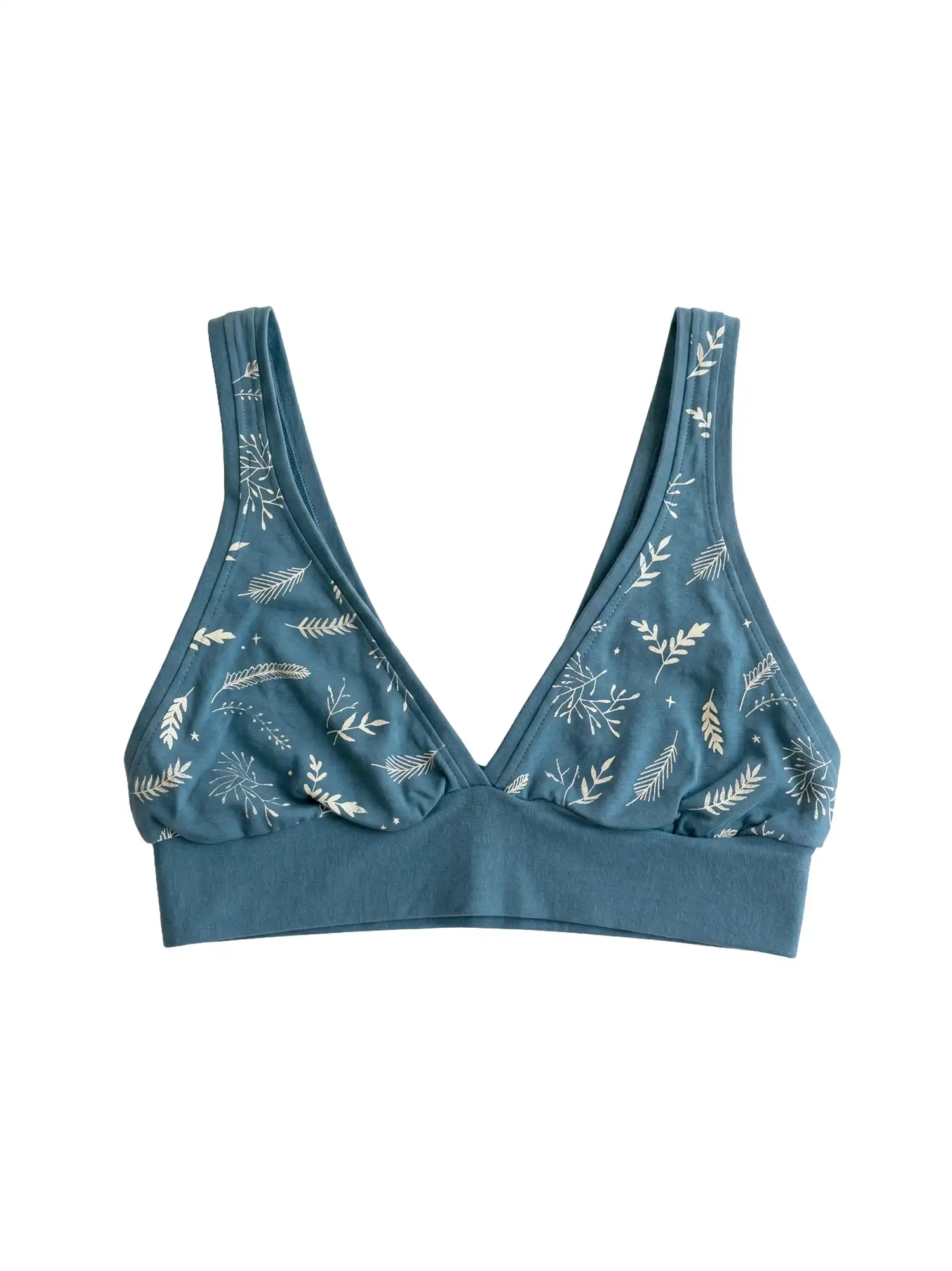 Bralette triangular azul estampado de algodon organico de Lilah 03