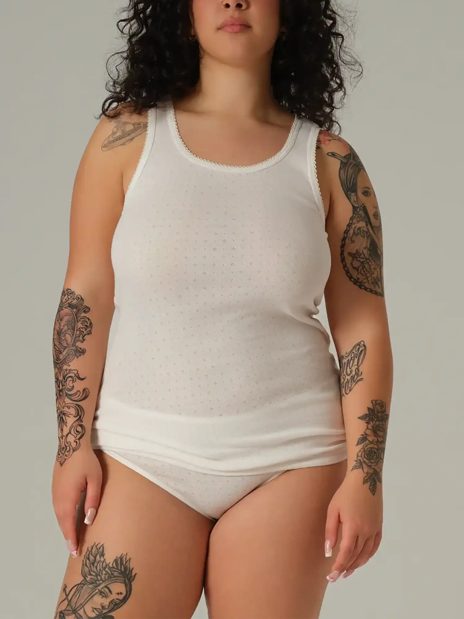 Camiseta interior calada de algodón orgánico color blanco, de Comazo Earth 01