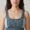 Top azul y gris de algodon organico estampado de Lilah 01