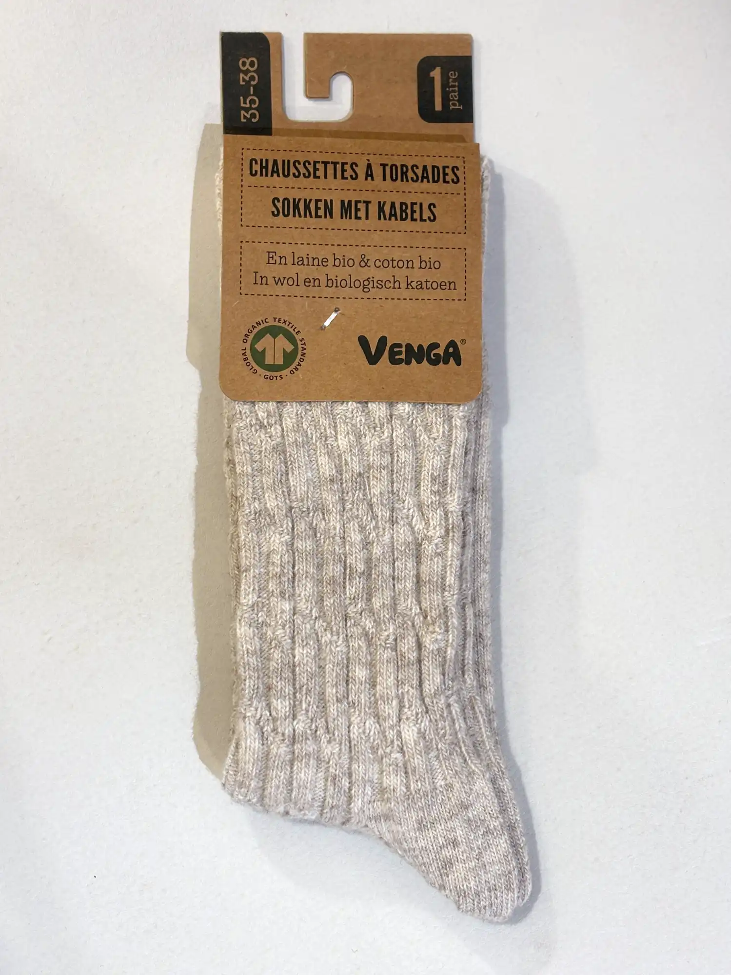 Calcetines de lana y algodón orgánico beige, de Venga 03