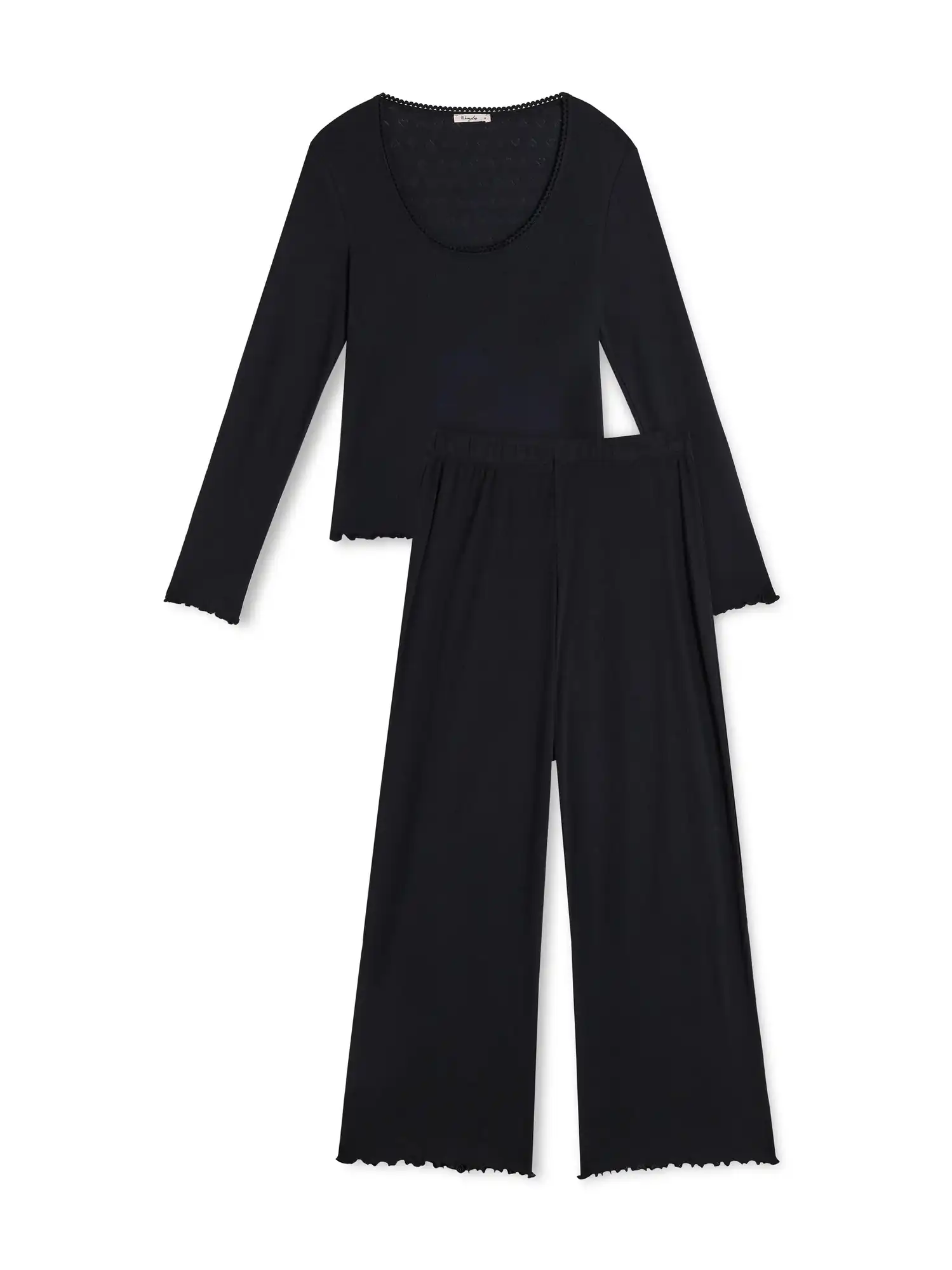 Pijama largo de algodón orgánico con tejido calado negro, de We Are Jolies 02