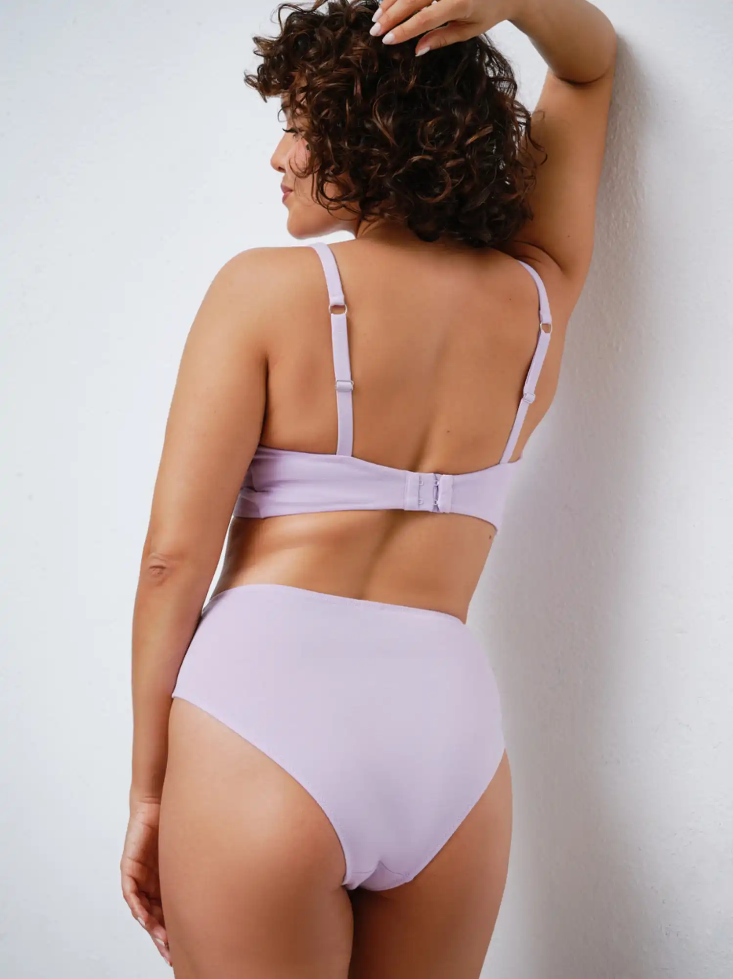 Conjunto de algodón orgánico malva, sujetador y braga alta, de Udhara 02
