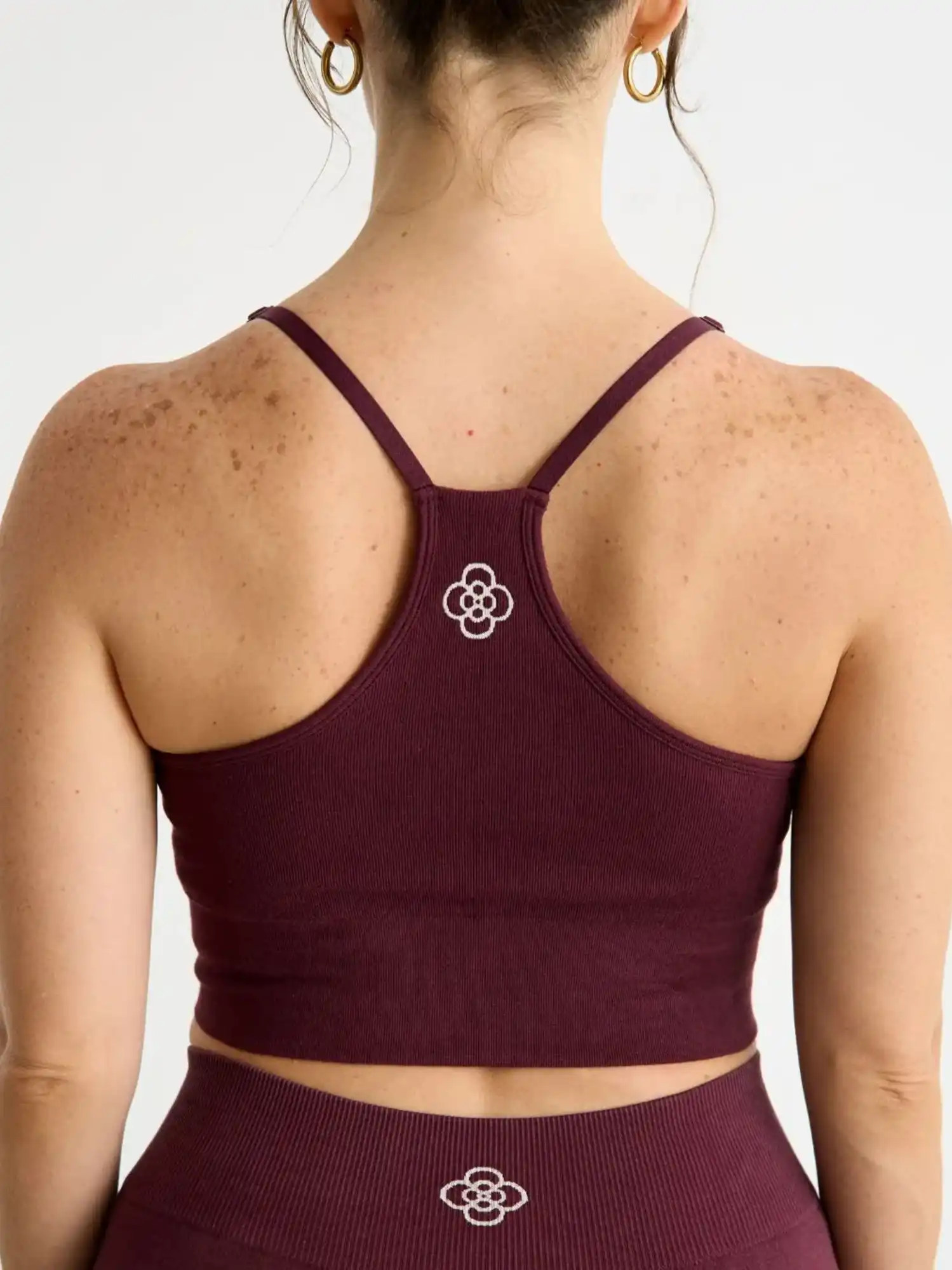Top deportivo de espalda nadadora de algodón burdeos, de Clotsy Brand 02